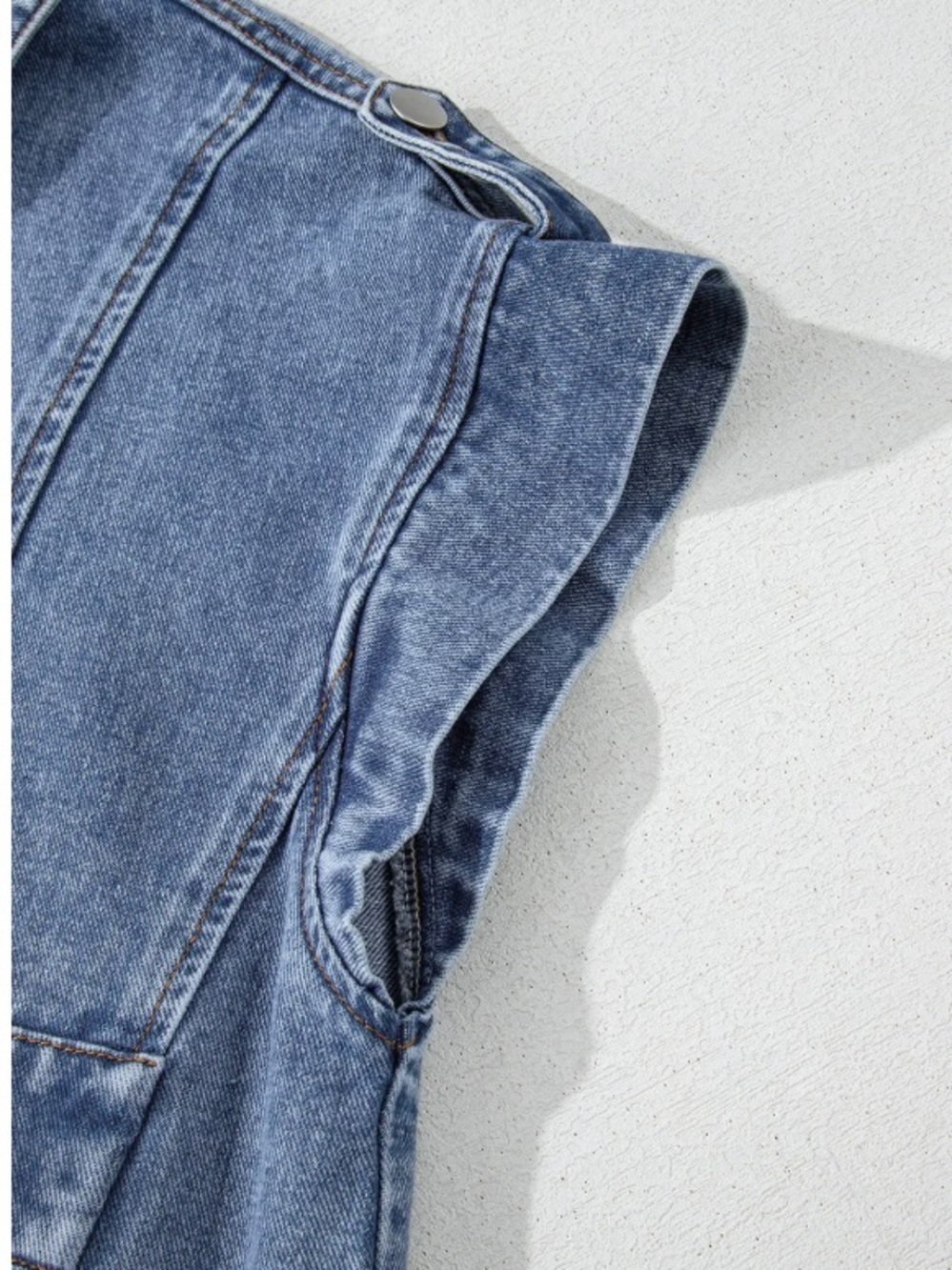 Sleeveless Light Blue Denim Vest - Picture 5 of 7